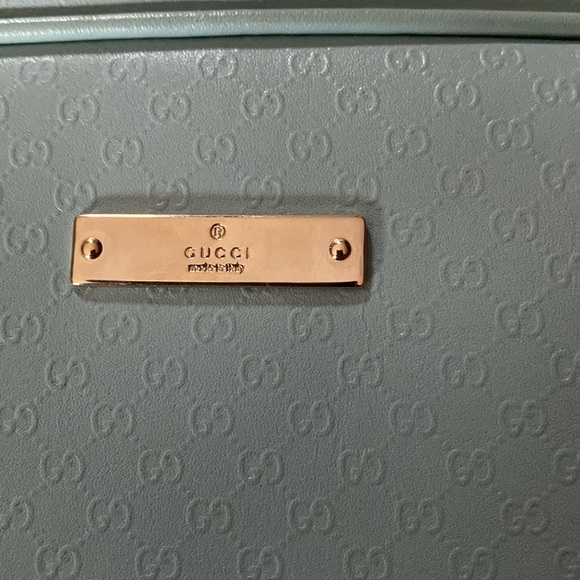 GUCCI HAND BAG LEATHER BABY BLUE MINI LOGO 002- 1115 . - Picture 12 of 16